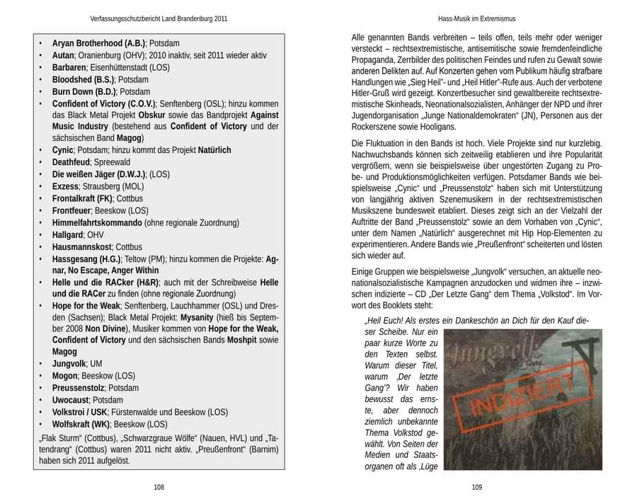 Seite 58 des Verfassungsschutzbericht 2011 Brandenburg