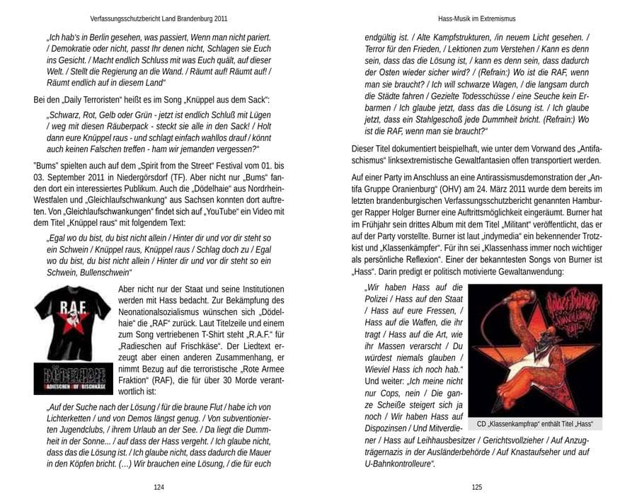 Seite 66 des Verfassungsschutzbericht 2011 Brandenburg