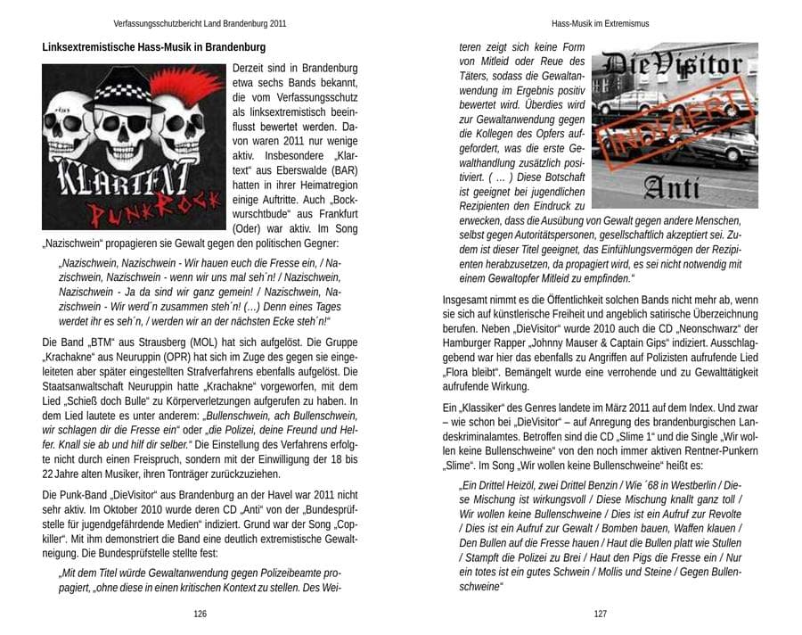 Seite 67 des Verfassungsschutzbericht 2011 Brandenburg