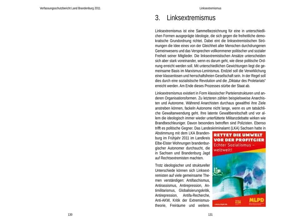 Seite 69 des Verfassungsschutzbericht 2011 Brandenburg