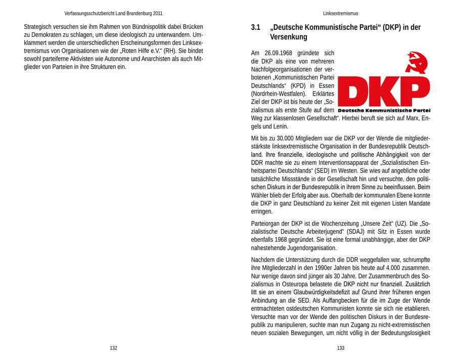 Seite 70 des Verfassungsschutzbericht 2011 Brandenburg