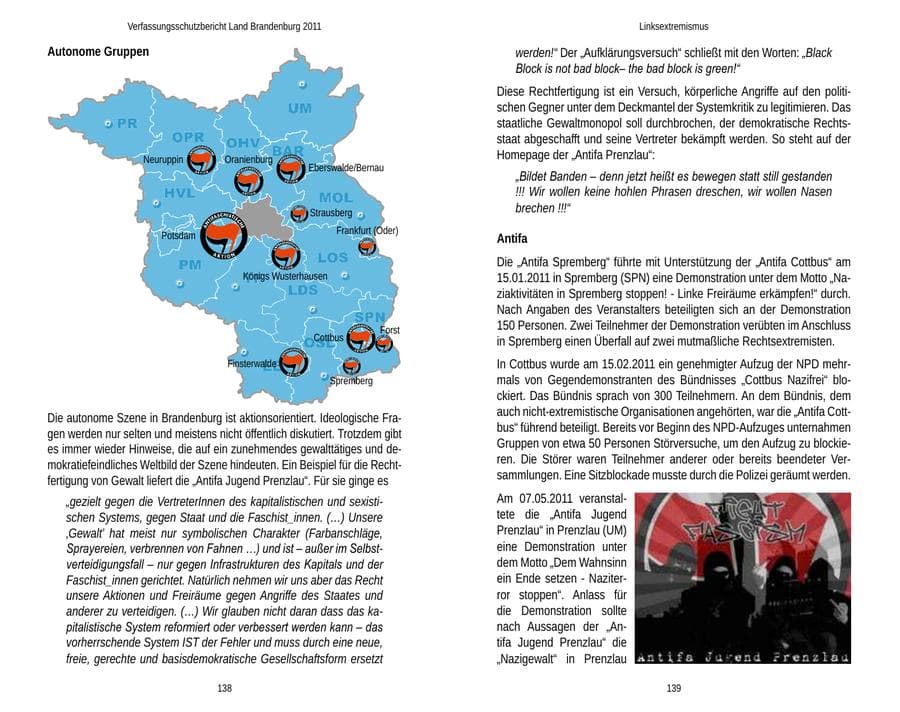 Seite 73 des Verfassungsschutzbericht 2011 Brandenburg