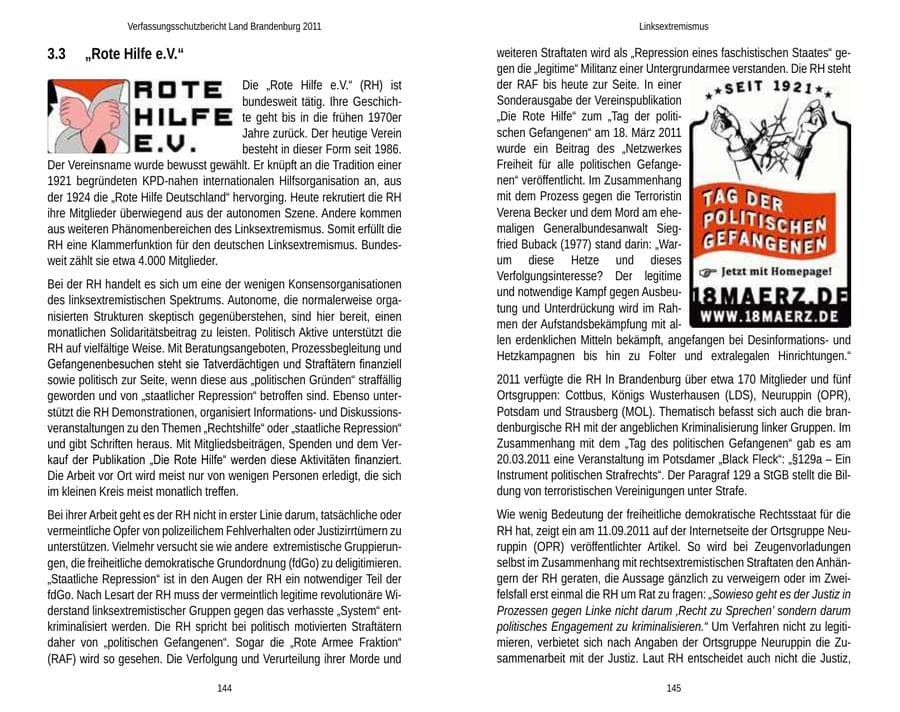 Seite 76 des Verfassungsschutzbericht 2011 Brandenburg