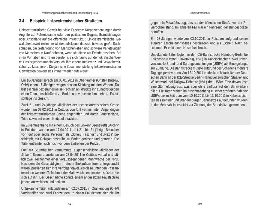 Seite 78 des Verfassungsschutzbericht 2011 Brandenburg
