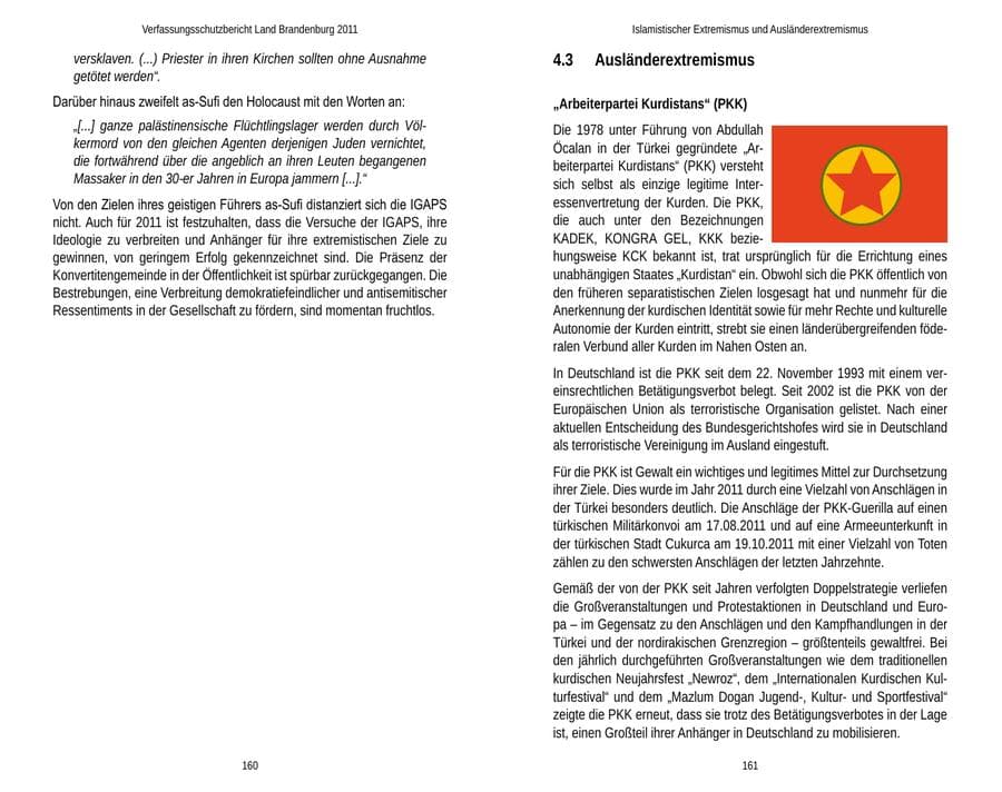 Seite 84 des Verfassungsschutzbericht 2011 Brandenburg