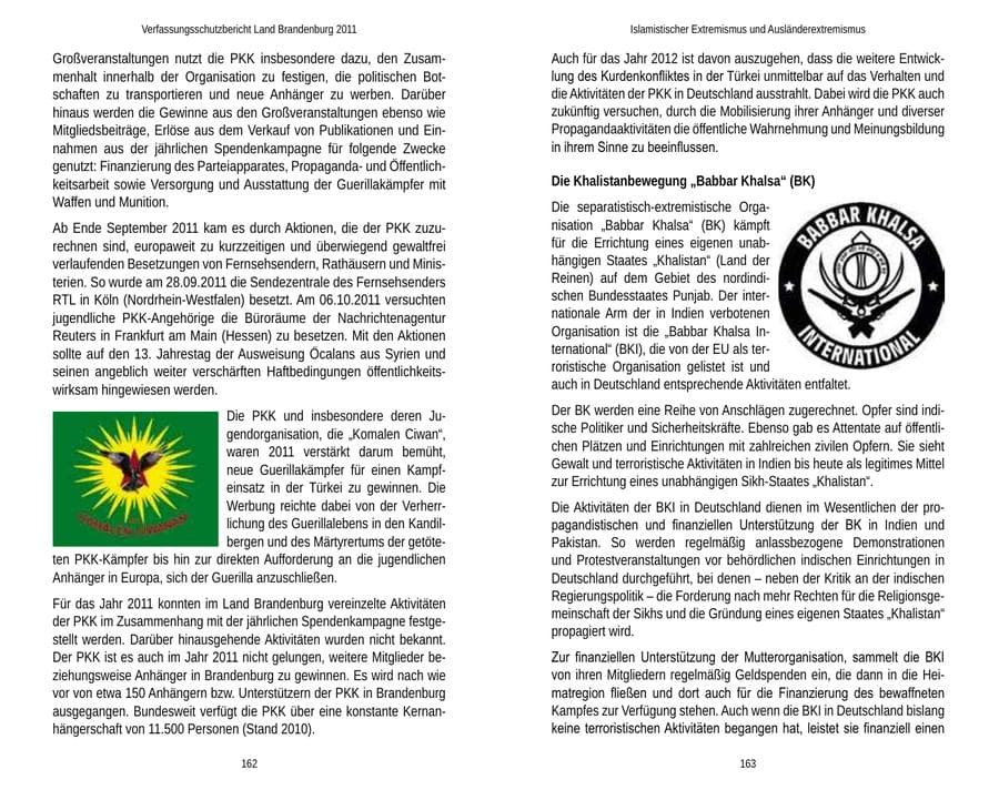Seite 85 des Verfassungsschutzbericht 2011 Brandenburg