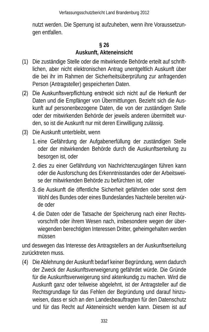Seite 332 des Verfassungsschutzbericht 2012 Brandenburg