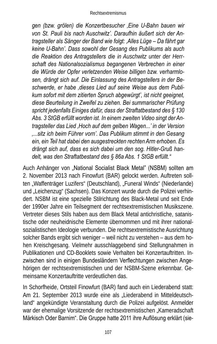 Seite 109 des Verfassungsschutzbericht 2013 Brandenburg