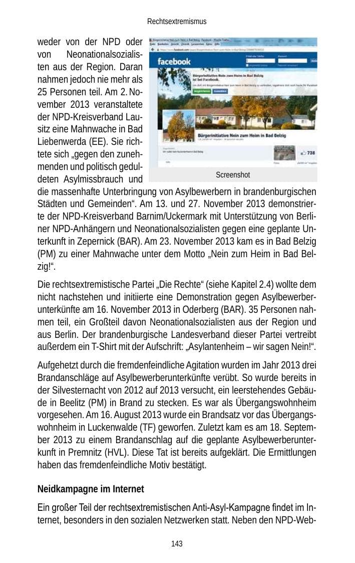 Seite 145 des Verfassungsschutzbericht 2013 Brandenburg