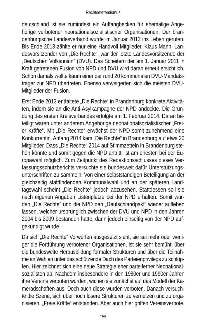 Seite 157 des Verfassungsschutzbericht 2013 Brandenburg