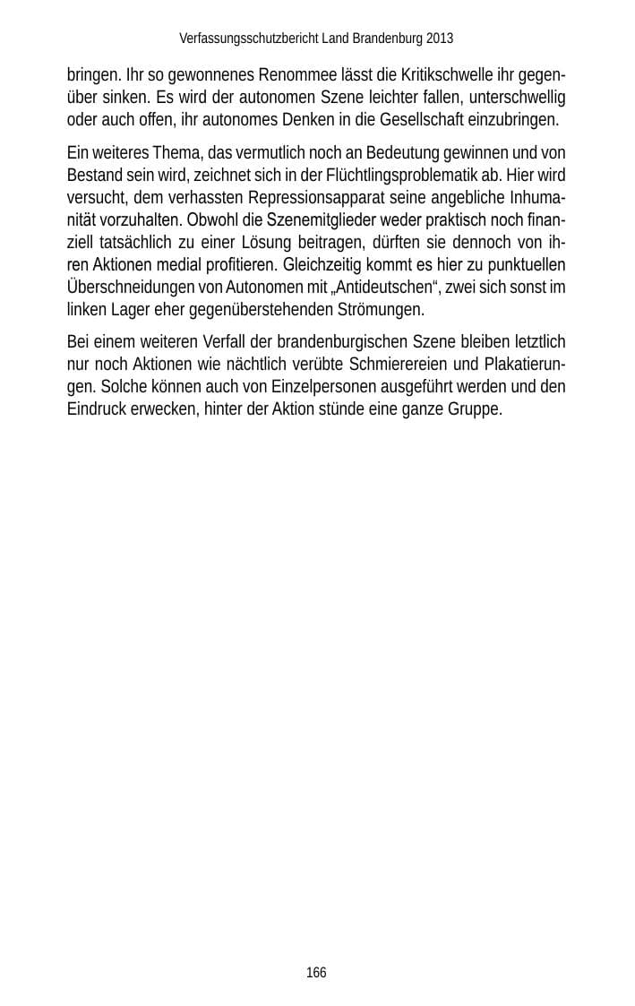 Seite 168 des Verfassungsschutzbericht 2013 Brandenburg