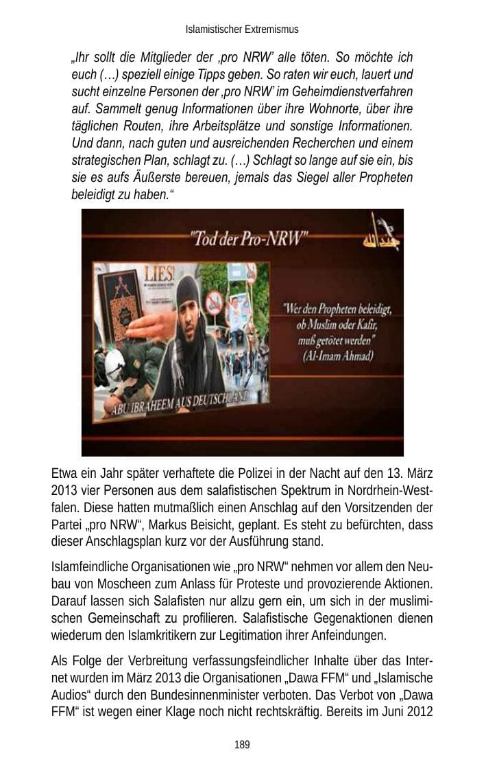 Seite 191 des Verfassungsschutzbericht 2013 Brandenburg