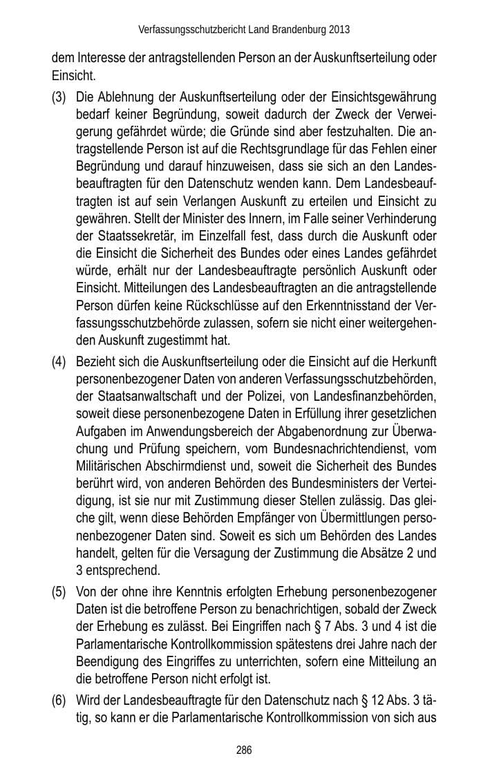 Seite 288 des Verfassungsschutzbericht 2013 Brandenburg