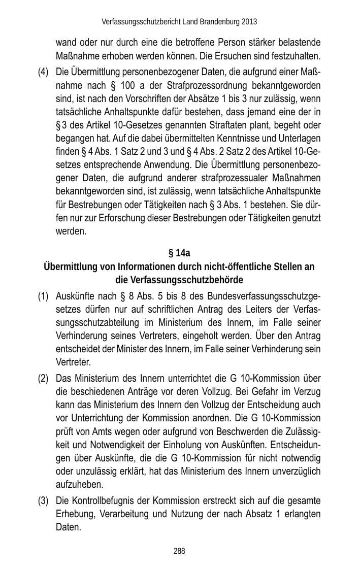 Seite 290 des Verfassungsschutzbericht 2013 Brandenburg