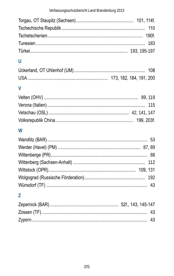 Seite 372 des Verfassungsschutzbericht 2013 Brandenburg