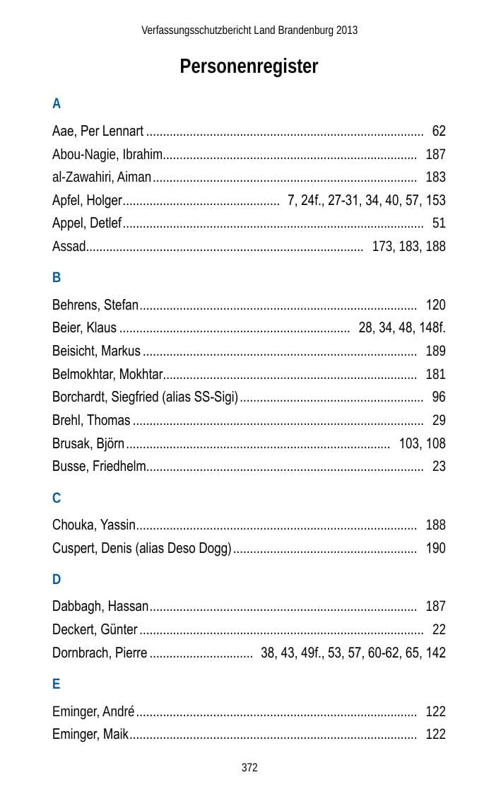Seite 374 des Verfassungsschutzbericht 2013 Brandenburg