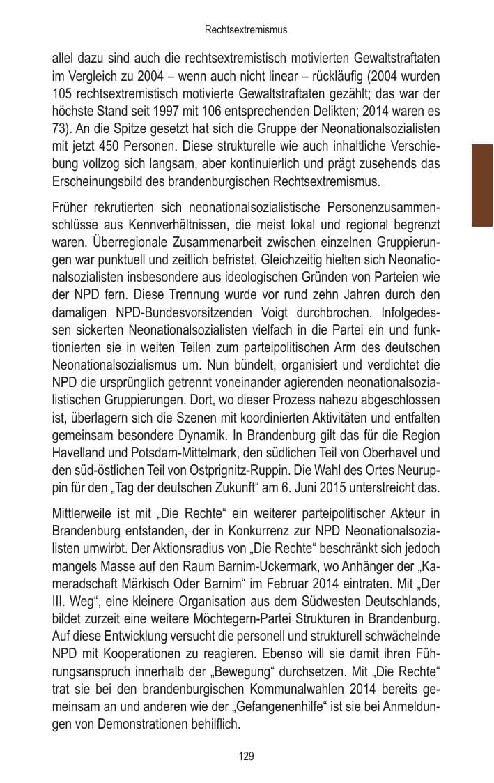 Seite 131 des Verfassungsschutzbericht 2014 Brandenburg
