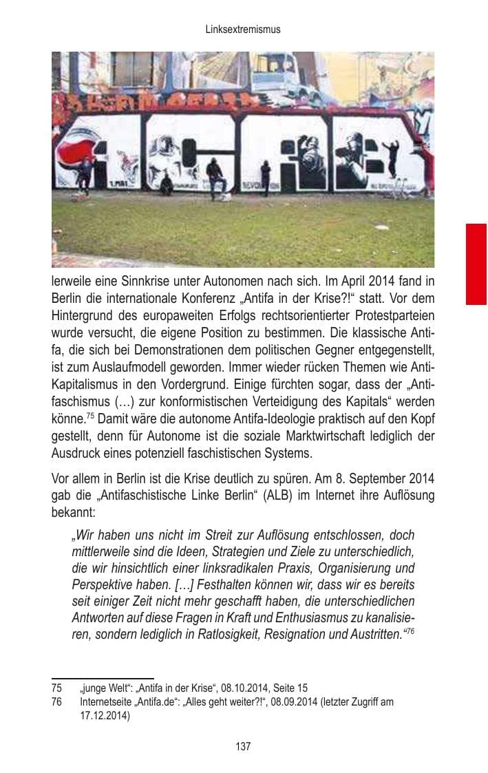 Seite 139 des Verfassungsschutzbericht 2014 Brandenburg