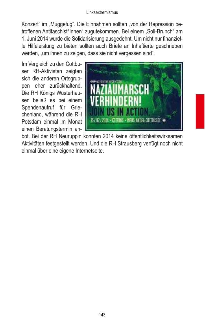 Seite 145 des Verfassungsschutzbericht 2014 Brandenburg
