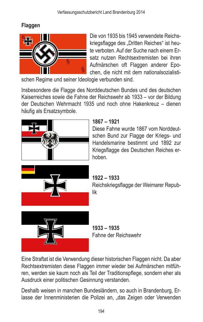 Seite 196 des Verfassungsschutzbericht 2014 Brandenburg