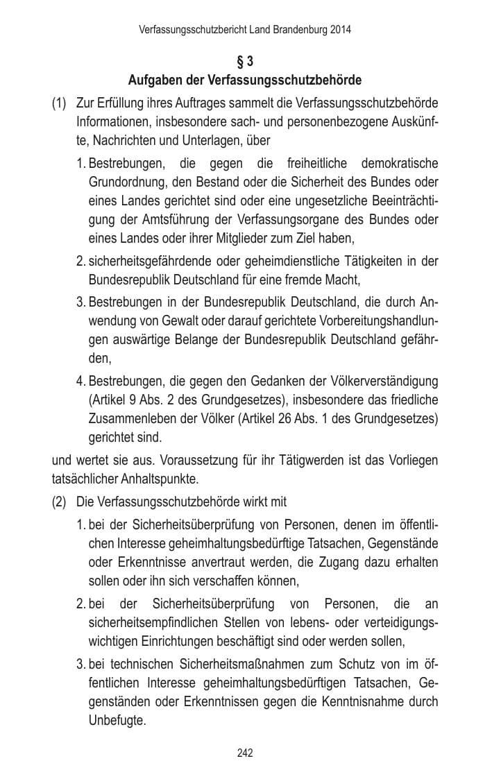 Seite 244 des Verfassungsschutzbericht 2014 Brandenburg