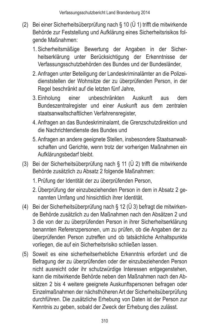 Seite 312 des Verfassungsschutzbericht 2014 Brandenburg