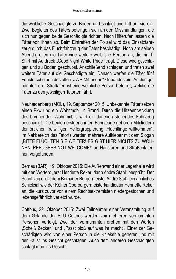 Seite 125 des Verfassungsschutzbericht 2015 Brandenburg