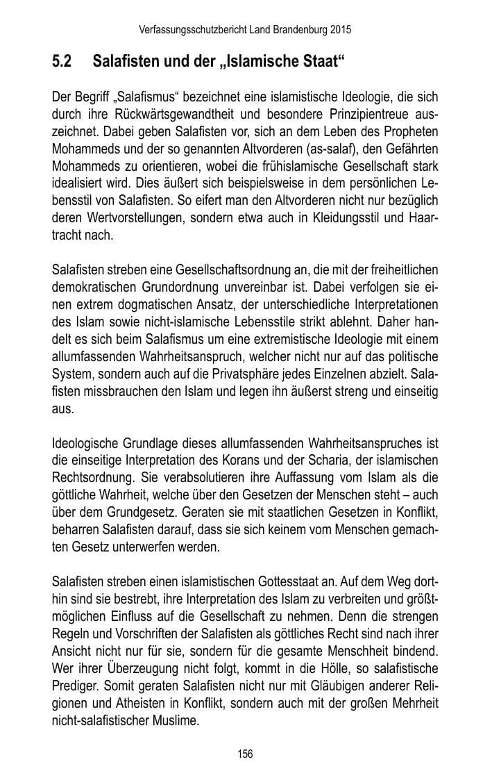 Seite 158 des Verfassungsschutzbericht 2015 Brandenburg