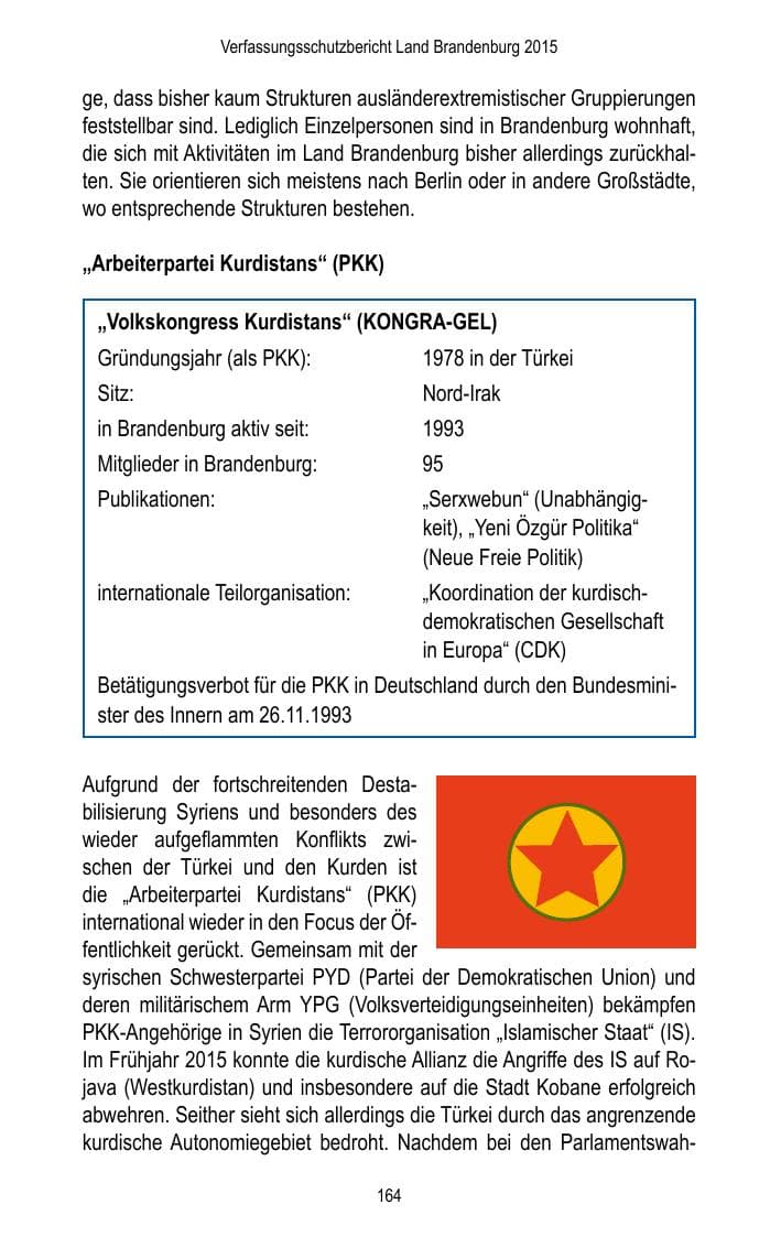 Seite 166 des Verfassungsschutzbericht 2015 Brandenburg