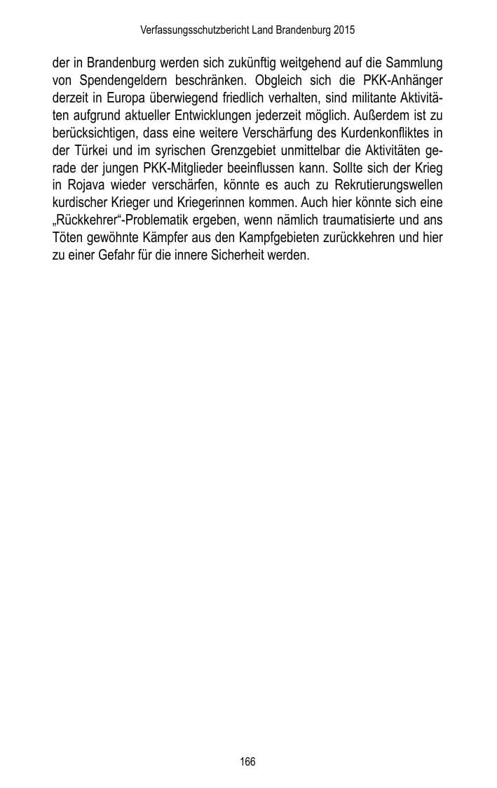Seite 168 des Verfassungsschutzbericht 2015 Brandenburg
