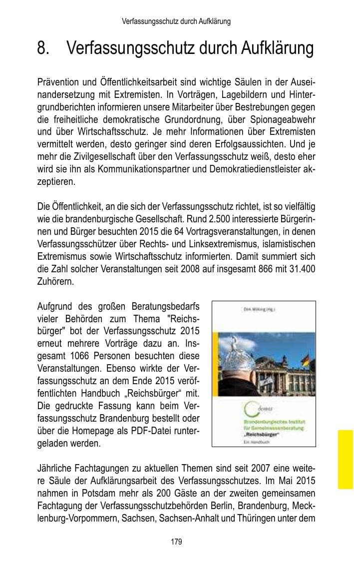 Seite 181 des Verfassungsschutzbericht 2015 Brandenburg