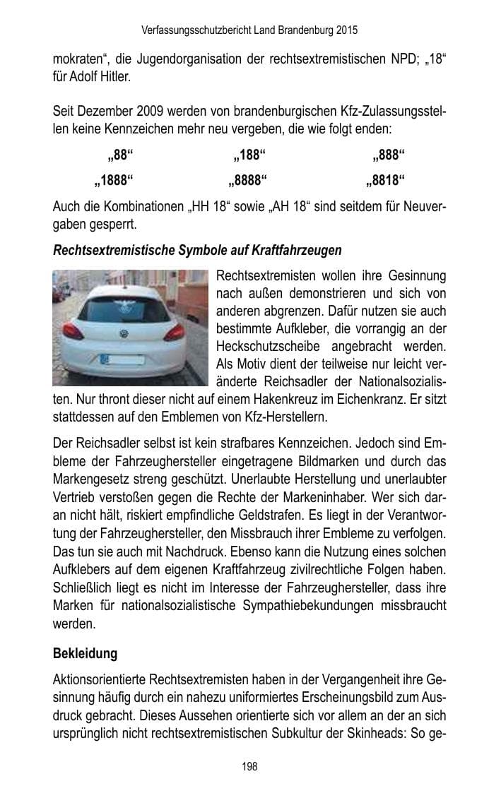 Seite 200 des Verfassungsschutzbericht 2015 Brandenburg