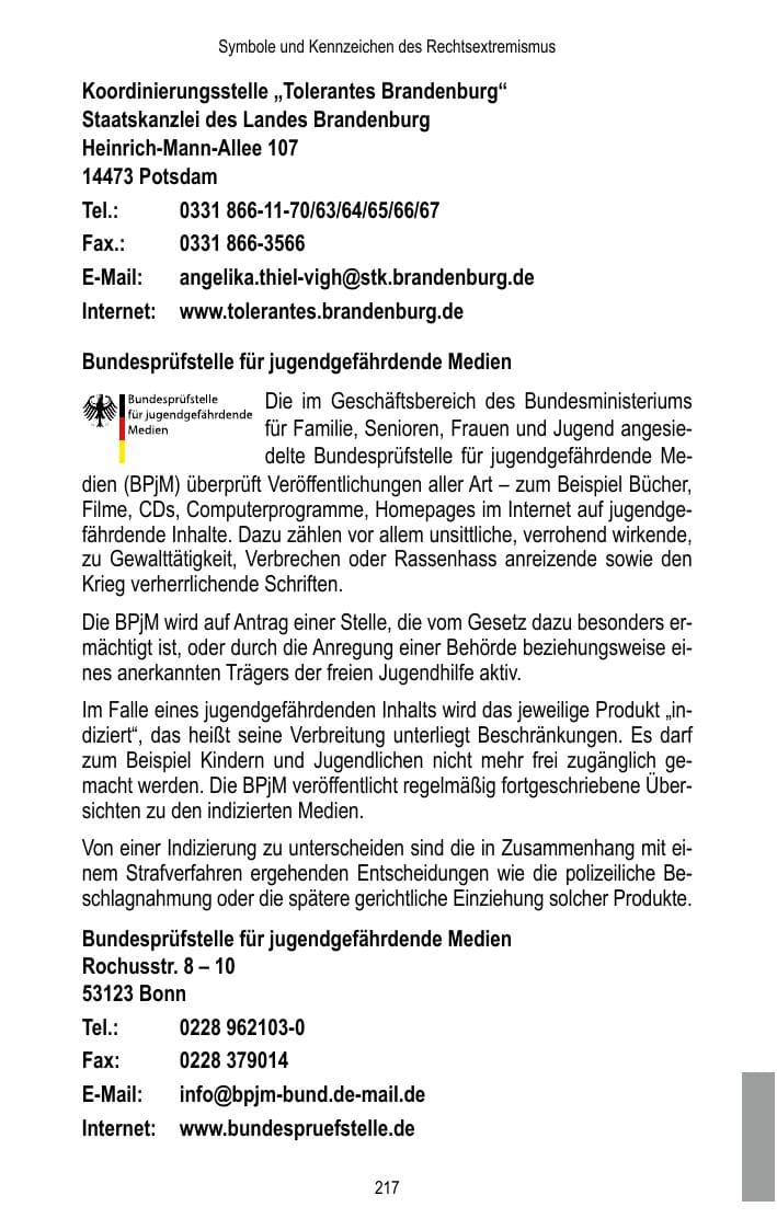 Seite 219 des Verfassungsschutzbericht 2015 Brandenburg