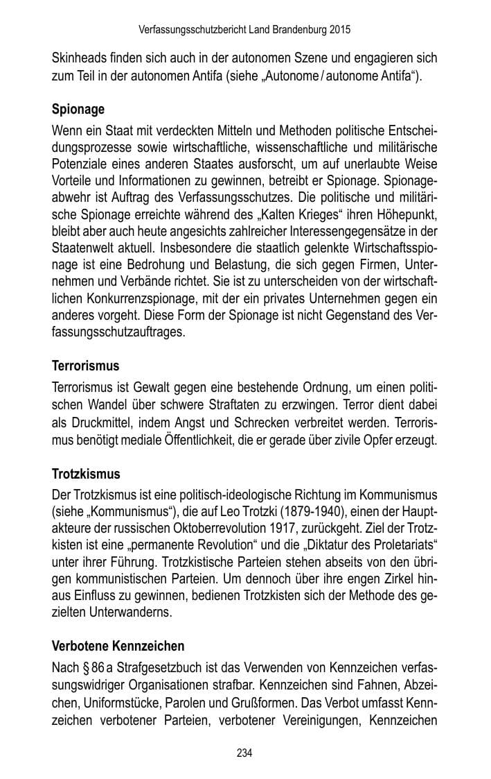 Seite 236 des Verfassungsschutzbericht 2015 Brandenburg