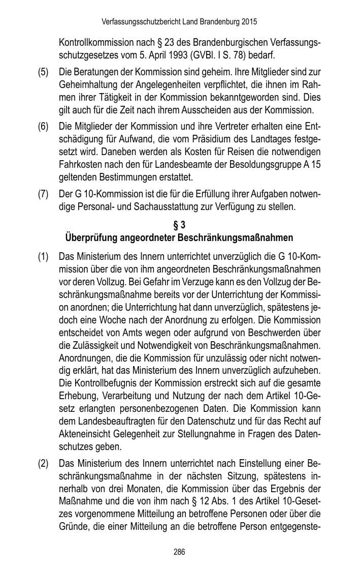 Seite 288 des Verfassungsschutzbericht 2015 Brandenburg