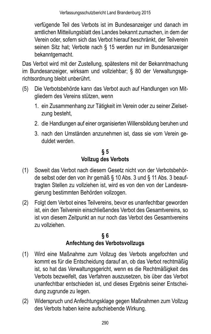 Seite 292 des Verfassungsschutzbericht 2015 Brandenburg