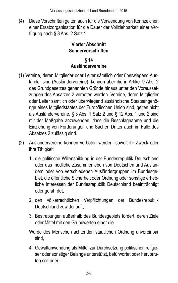 Seite 294 des Verfassungsschutzbericht 2015 Brandenburg