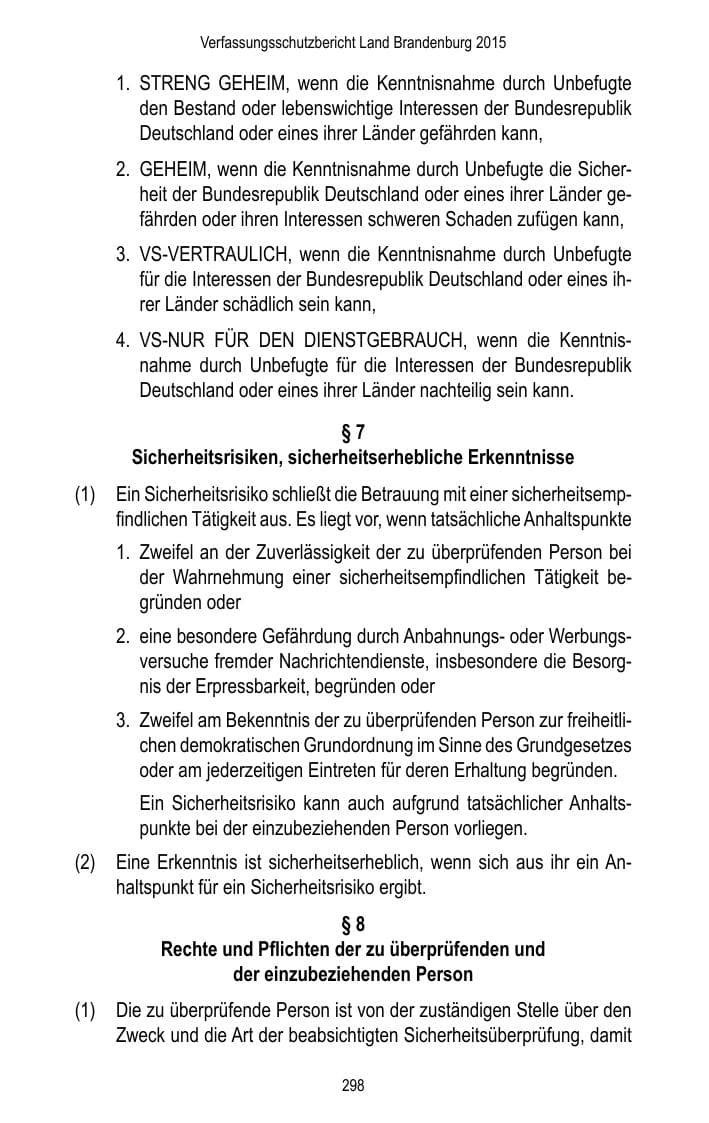 Seite 300 des Verfassungsschutzbericht 2015 Brandenburg