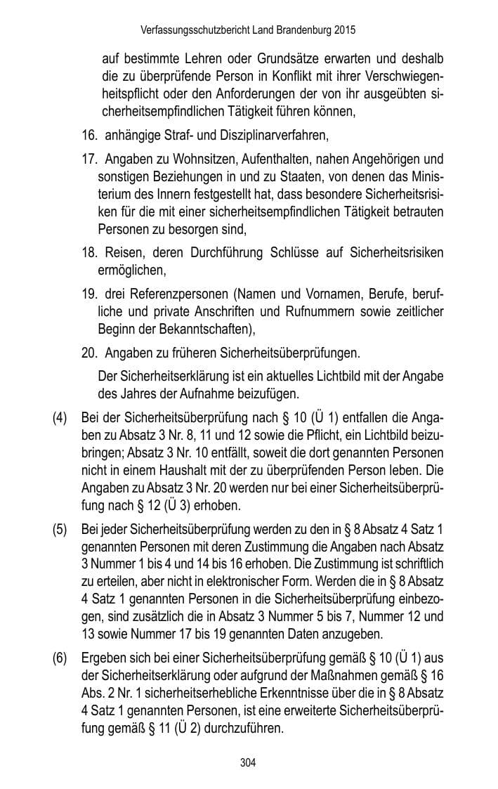 Seite 306 des Verfassungsschutzbericht 2015 Brandenburg