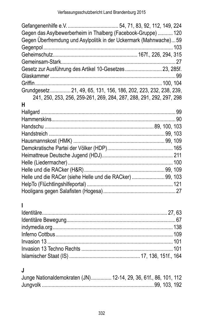 Seite 334 des Verfassungsschutzbericht 2015 Brandenburg
