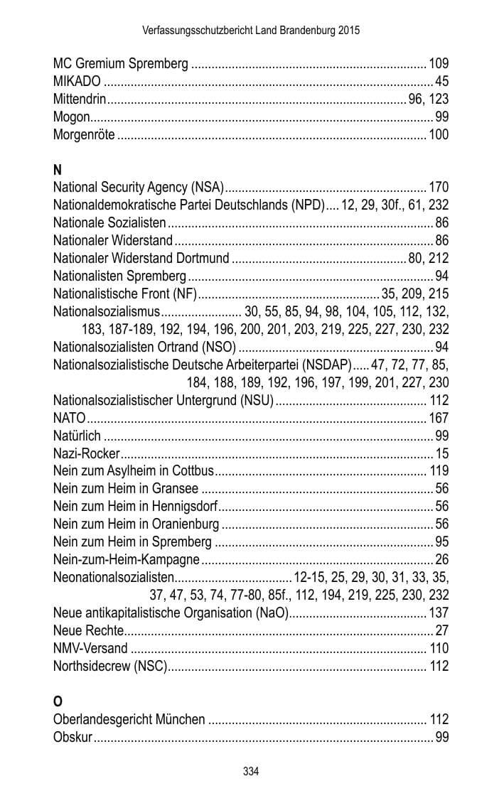Seite 336 des Verfassungsschutzbericht 2015 Brandenburg