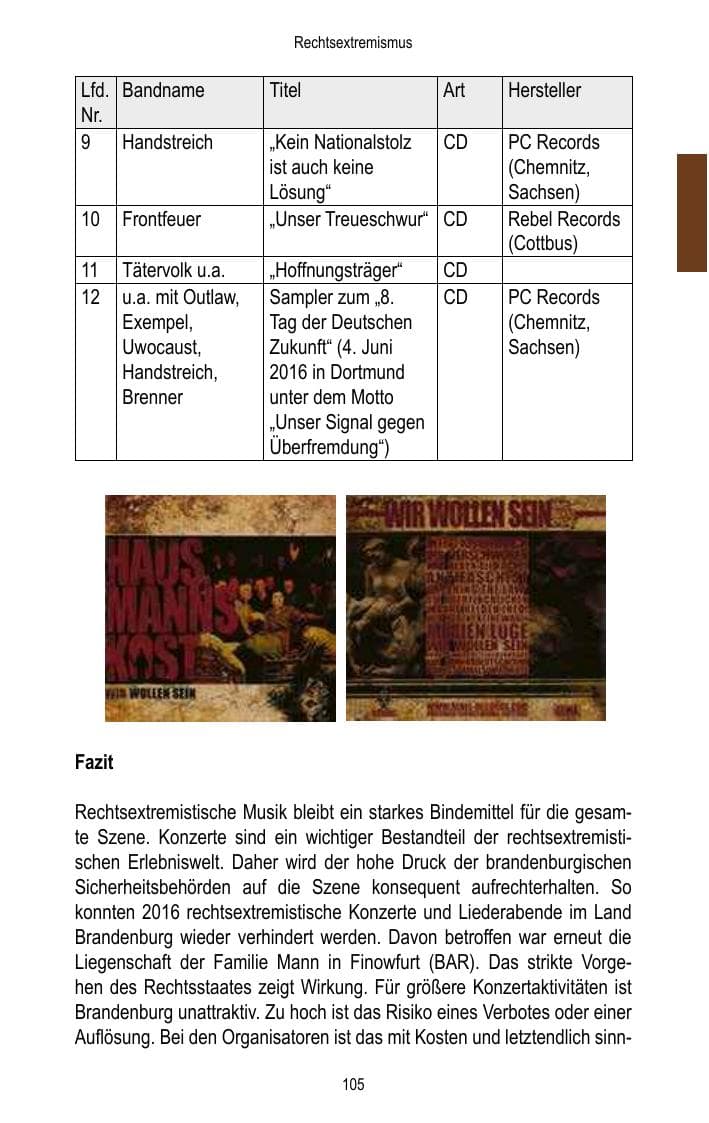 Seite 107 des Verfassungsschutzbericht 2016 Brandenburg