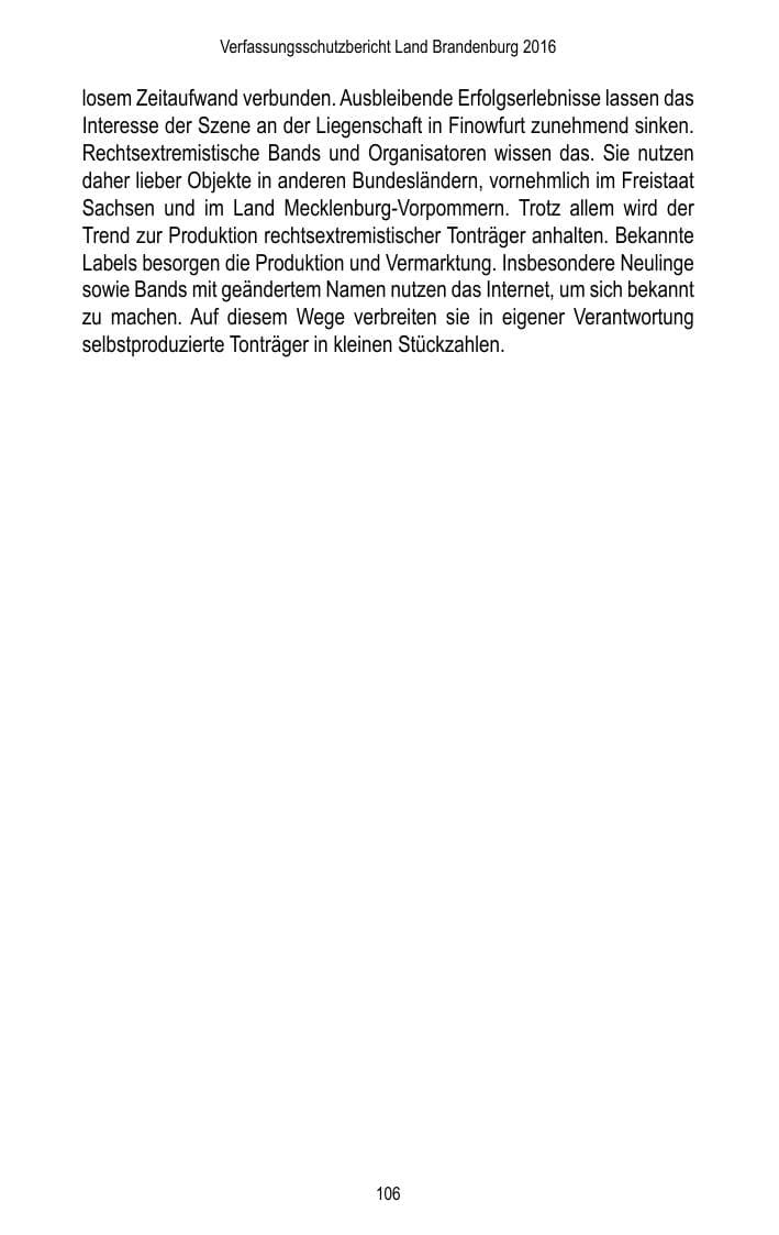 Seite 108 des Verfassungsschutzbericht 2016 Brandenburg
