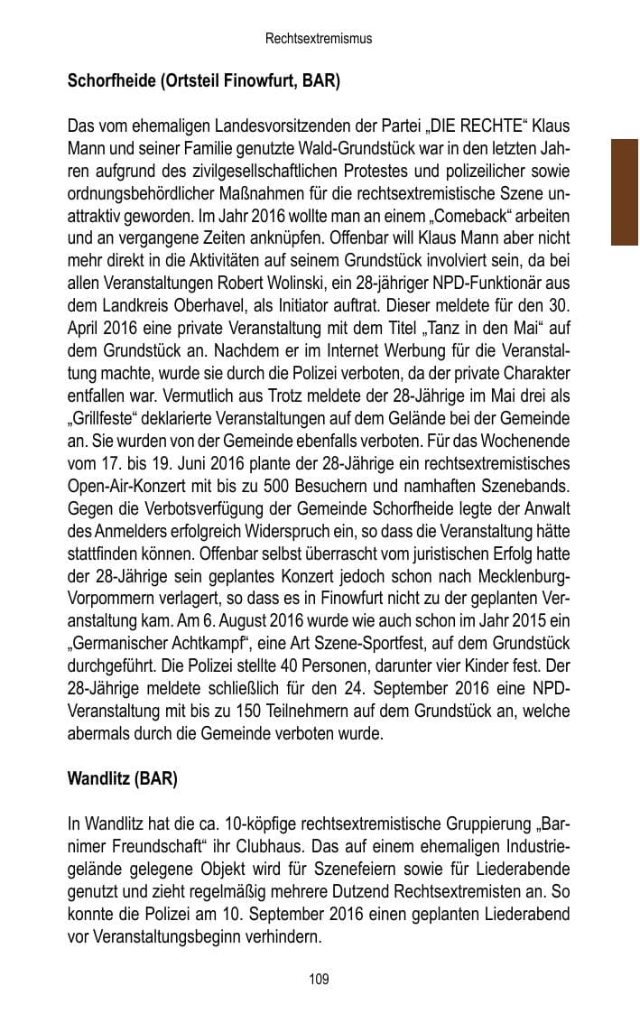 Seite 111 des Verfassungsschutzbericht 2016 Brandenburg