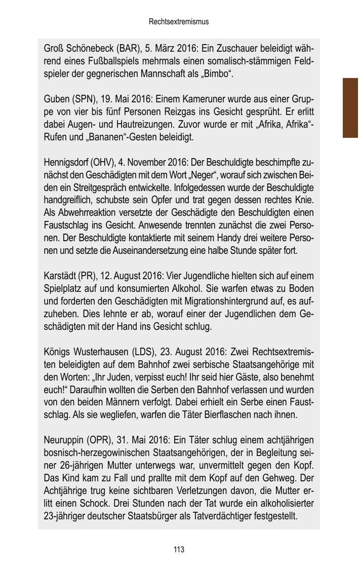 Seite 115 des Verfassungsschutzbericht 2016 Brandenburg