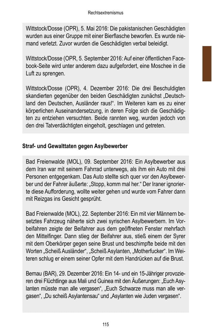 Seite 117 des Verfassungsschutzbericht 2016 Brandenburg