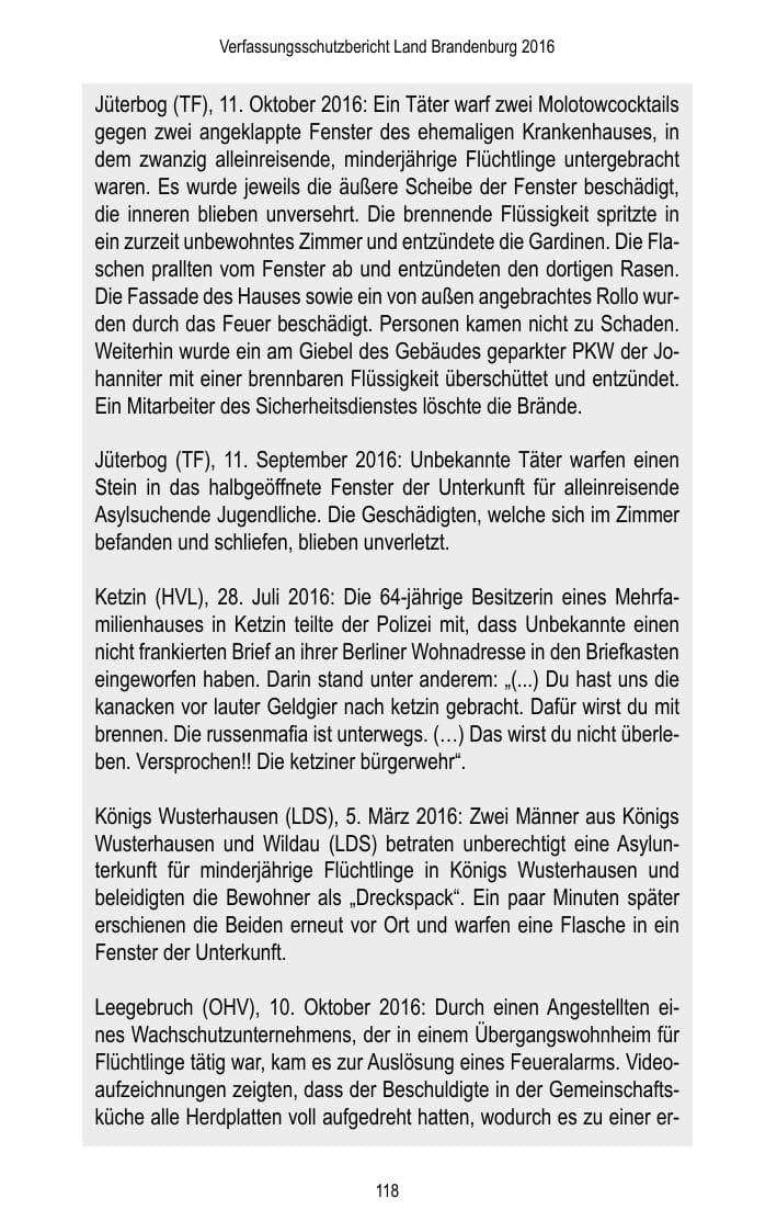 Seite 120 des Verfassungsschutzbericht 2016 Brandenburg