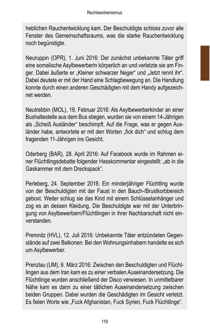 Seite 121 des Verfassungsschutzbericht 2016 Brandenburg