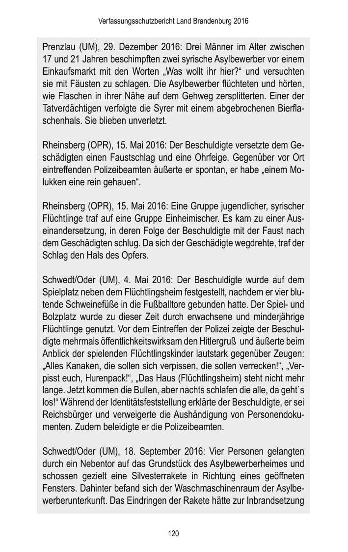 Seite 122 des Verfassungsschutzbericht 2016 Brandenburg