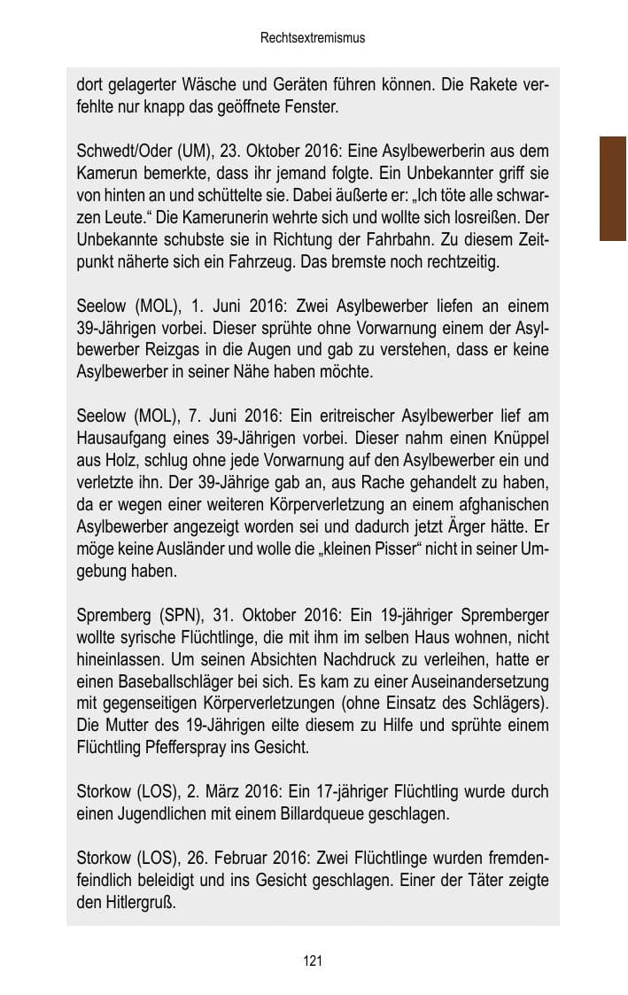 Seite 123 des Verfassungsschutzbericht 2016 Brandenburg
